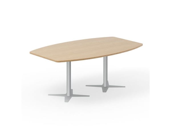 Konferansebord DNA, eik 2600x1200 mm båtformet, alugrått understell