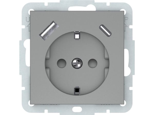 Vilma uttag+USB-A+C grå Rp16-002-22/A+C Qr