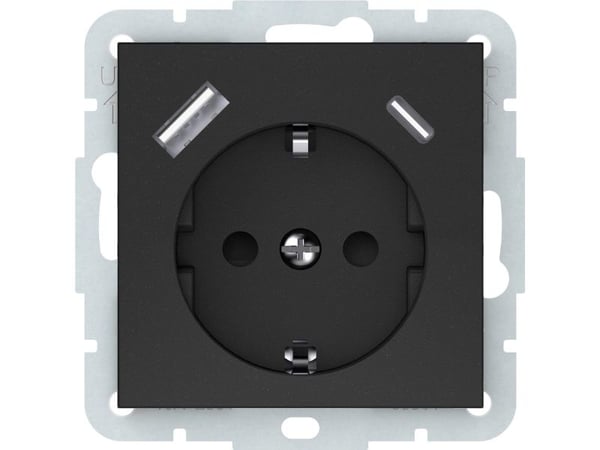 SOCKET USB-A+C BLACK RP16-002-22/A+C QR