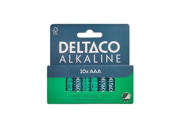 DELTACO - Batteri 10 x AAA / LR03 - Alkalisk - 1300 mAh