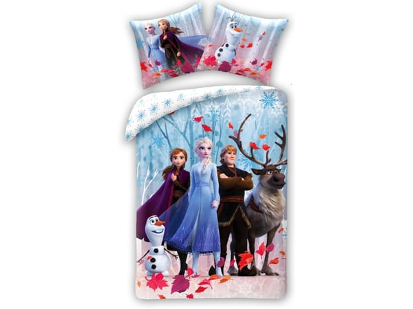 Disney Frost sengetøy med Elsa, Anna, Kristoffer, Olaf & Sven