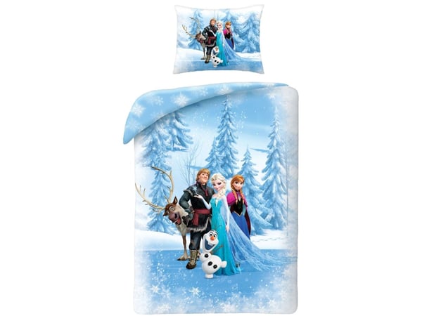Disney Frost sengetøy med Elsa, Anna, Kristoff, Olaf & Sven