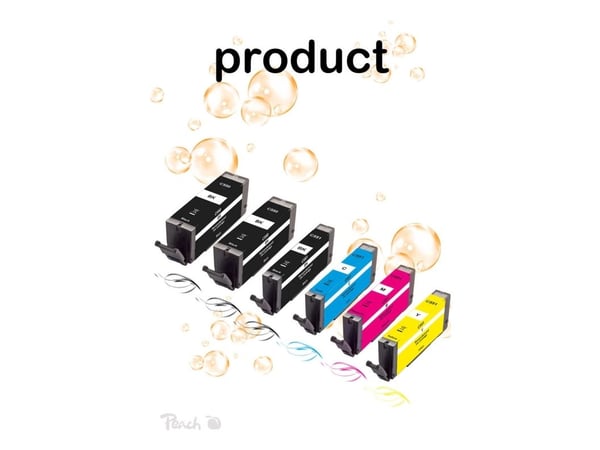 Peach Multi Pack Plus - 6-pack - S - svart, gul, cyan, magenta, fotosort - kompatibel - gjenfabrikert - blekkpatron (alternativ for: Canon CLI-551,...