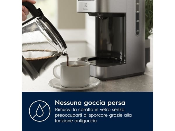 Electrolux E5CM1-6ST, Kaffebrygger (drypp), 1,375 l, Malt kaffe, 1000 W, Rustfritt stål
