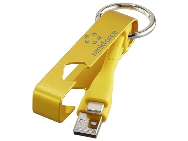Renkforce USB-kabel USB 2.0 USB-A-hanstikk, USB-C® stik 0,15 m Gul #####Key fob, #####Flaskeåpner RF-6721080