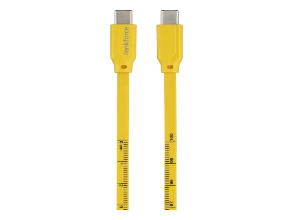 Renkforce USB-kabel USB 2.0 USB-C® stik, USB-C® stik 1,00 m Gul #####Dimensjonalt avtrykk (metrisk) RF-6721074