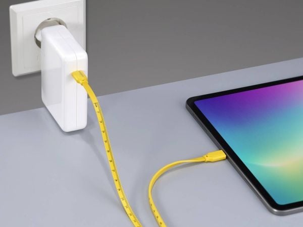 Renkforce USB-kabel USB 2.0 USB-C® stik, USB-C® stik 1,00 m Gul #####Dimensjonalt avtrykk (metrisk) RF-6721074