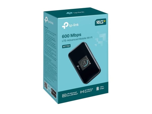 TP-Link M7750(EU), Mobilnettverksruter, Sort, Bærbar, TFT, 3,66 cm (1.44"), 802.11a, 802.11b, 802.11g, Wi-Fi 4 (802.11n), Wi-Fi 5 (802.11ac)