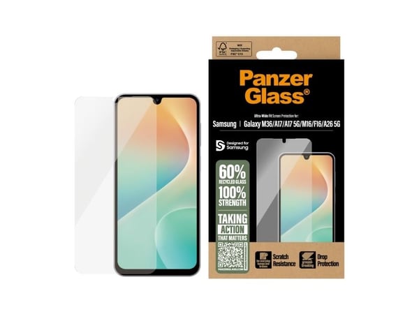 PanzerGlass - Skjermbeskyttelse for mobiltelefon - ultrabred passform - glass - for Samsung Galaxy A17, A17 5G, A26