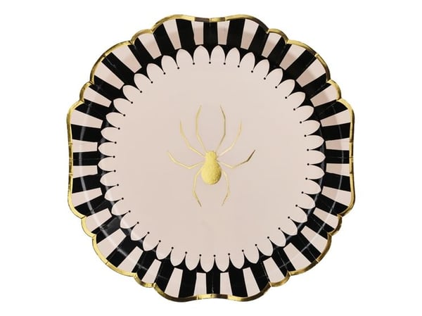 PartyDeco TPP101, Kakefat, Papir, Sort, Gull, Hvit, Rund, 23 cm, 6 stykker