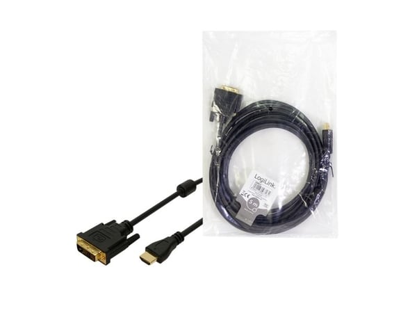 LogiLink - Adapterkabel - HDMI hunn til DVI-D hann - 3 m - dobbeltisolert - svart