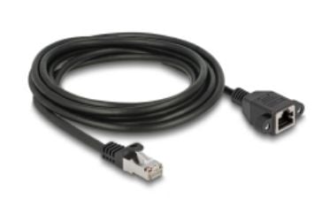 Delock - Nettverksforlengelseskabel - RJ-45 (hann) til RJ-45 (hunn) skrubar - 2 m - S/FTP - CAT 6a - halogenfri, flat - svart
