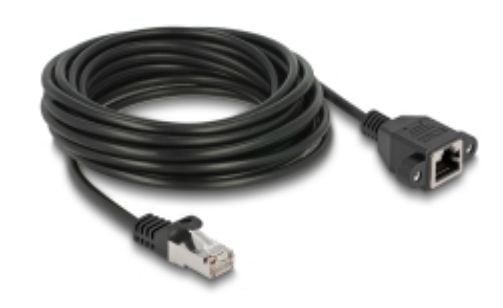 Delock - Nettverksforlengelseskabel - RJ-45 (hann) til RJ-45 (hunn) med mutre - 5 m - S/FTP - CAT 6 - halogenfri - svart