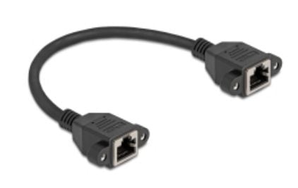 Delock - Nettverkskabel - RJ-45 (hunn) skrubar til RJ-45 (hunn) skrubar - 25 cm - S/FTP - CAT 6a - halogenfri, flat - svart