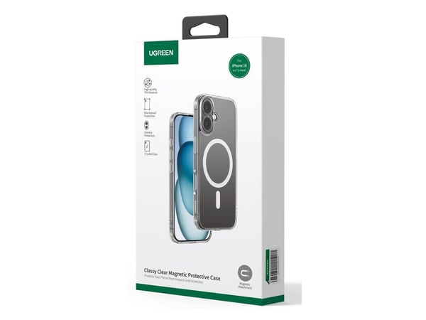 MagSage Ugreen CA110 magnetisk deksel til iPhone 16 Plus (gjennomsiktig)
