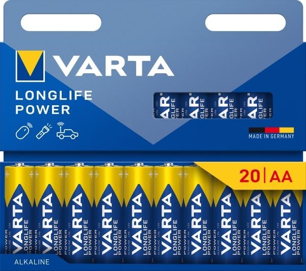 Varta 04906 121 720, Engangsbatteri, LR06, Alkalinsk, 1,5 V, 20 stykker, Blå, Gult
