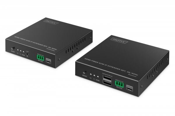 DIGITUS - Extender Set - KVM / lyd / seriell / USB-svitsj - HDMI, 1GbE, USB - over fiberoptikk - USB - opp til 40 km