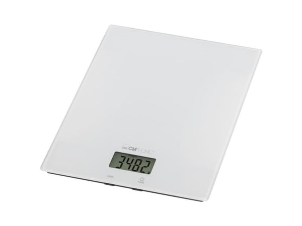 Clatronic KW 3820, Elektronisk köksvåg, 5 kg, 1 g, Vit, Glas, Glas