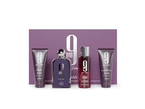 Afnan 9pm Pour Femme - Eau De Parfum 100 Ml, Shower Gel 100 Ml, Body Veil 150 Ml, Body Milk 100 Ml