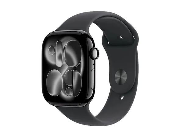 Apple Watch Series 11 GPS 46mm Jet Black Aluminium Case with Black Sport Band - S/M