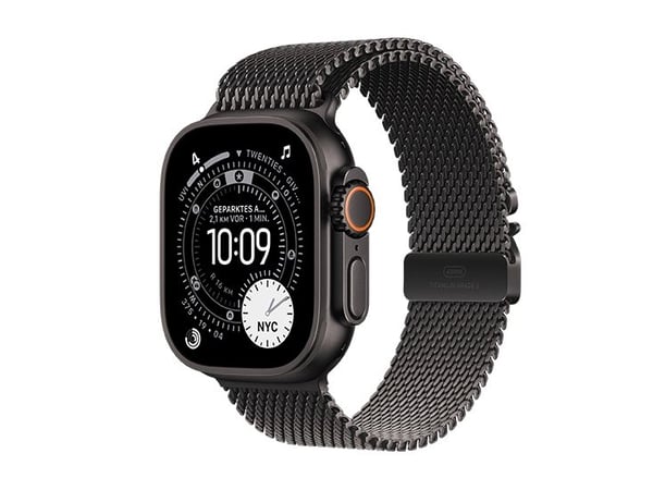 Apple Watch Ultra 3 GPS + Cellular 49mm Black Titanium Case with Black Titanium Milanese Loop - Medium