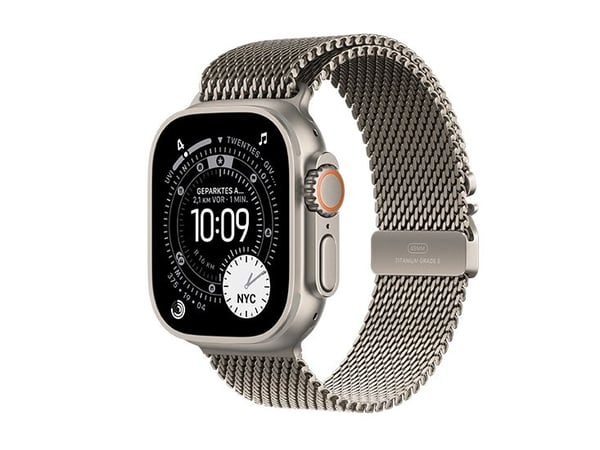 Apple Watch Ultra 3 GPS + Cellular 49mm Natural Titanium Case with Natural Titanium Milanese Loop - Small