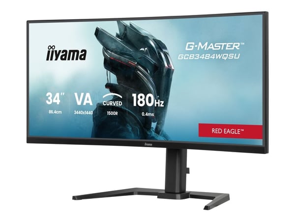 iiyama G-MASTER Red Eagle GCB3484WQSU-B1 - LED-skärm - spel - böjd - 34" (31.4" visbar) - 3440 x 1440 UWQHD @ 180 Hz - VA - 500 cd/m² - 4000:1 - 0....