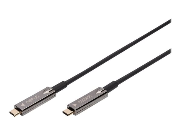 DIGITUS - USB-kabel - USB-C (hann) til USB-C (hann) - DisplayPort 1.2 - 20 m - Active Optical Cable (AOC), 4K 60Hz støtte, 1920 x 1080 at 120 Hz su...