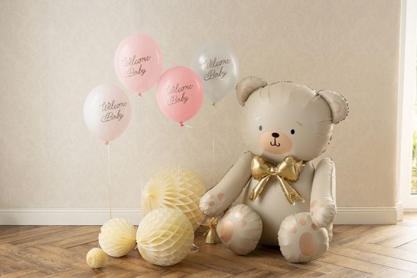 Velkommen babyballongbuket, rosa mix