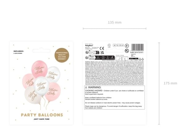 Velkommen babyballongbuket, rosa mix
