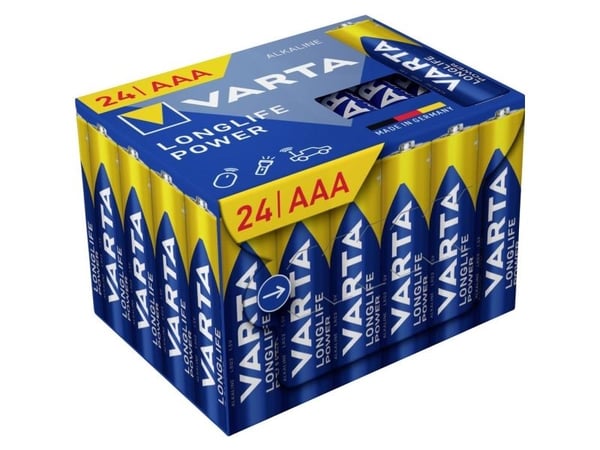 Varta Longlife, Engangsbatteri, AAA, Alkalinsk, 1,5 V, 24 stykker, 44,5 mm