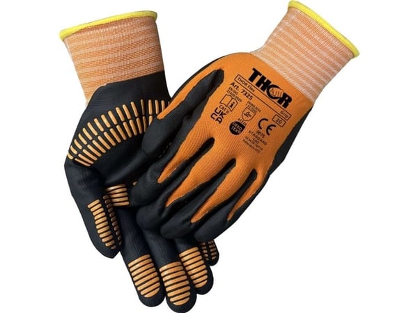 Sormeen upotettava nitriilikäsine, THOR Flex Grip, 7, musta, nitriili/polyesteri