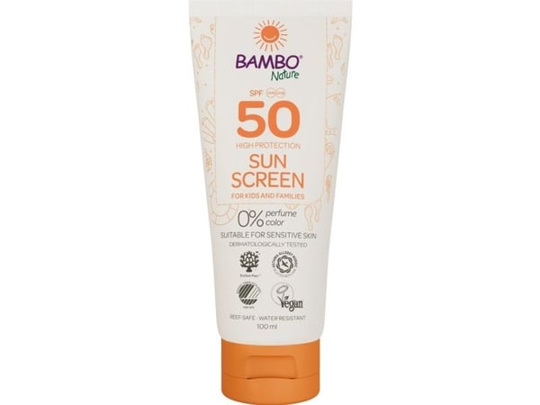 Sollotion, Bambo Nature, 100 ml, SPF 50, uden farve og parfume, 23% fedt, til længere ophold i solen - (6 stk.)