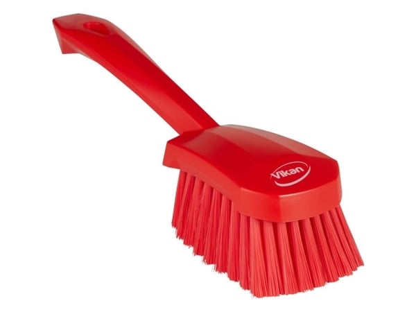 Diskborste, Vikan, 27cm, röd, polyester/PP/rostfritt stål, m/kort skaft