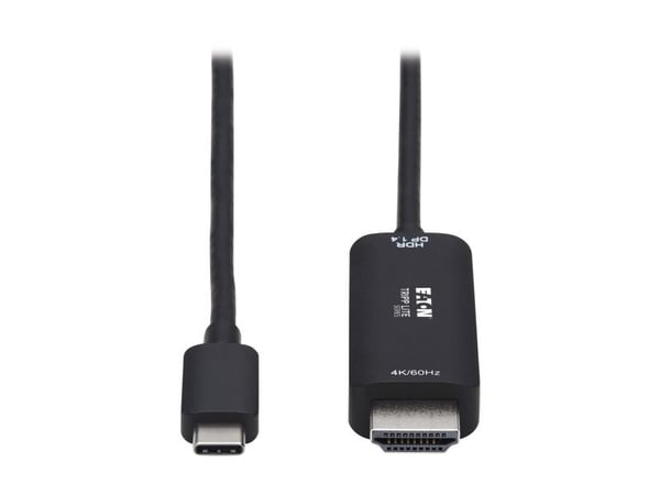 Eaton Tripp Lite Series USB C to HDMI Adapter Cable, 4K 60Hz, HDR, HDCP 2.2, DP 1.4 Alt Mode, Black 6ft - Video/lydkabel - 24 pin USB-C hann til HD...