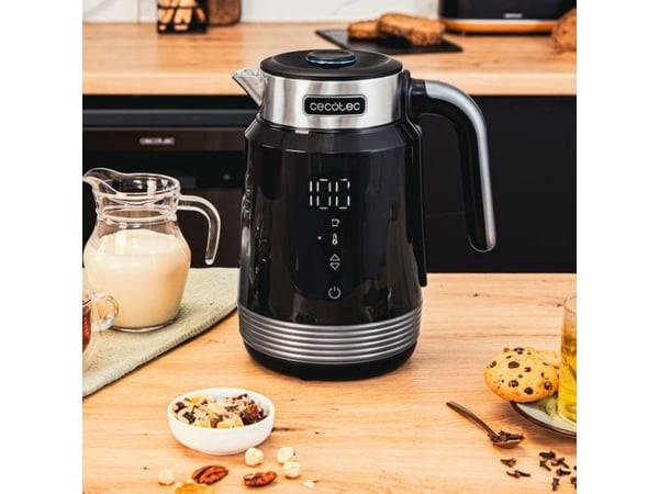 Cecotec ThermoSense 600, 1,7 L, 2200 W, Svart, Rustfritt stål, Justerbar termostat, Trådløs