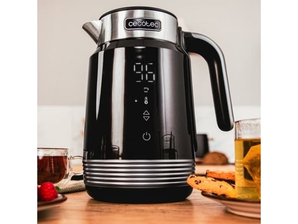 Cecotec ThermoSense 600, 1,7 L, 2200 W, Svart, Rustfritt stål, Justerbar termostat, Trådløs