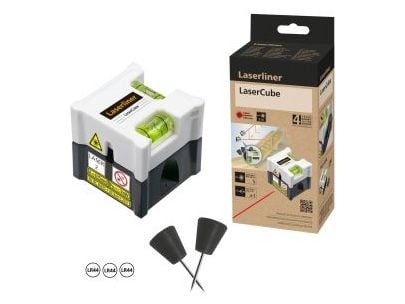 Laserliner LaserCube, 5 m, 1 mm/m, 635 nm (< 1 mW), Linjevater, Sort, Hvit, 4 timer