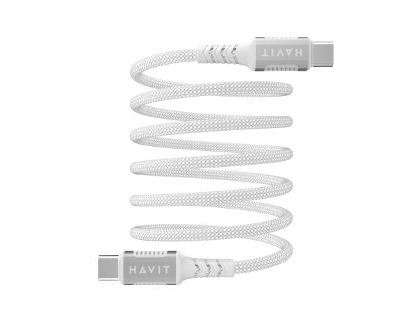 Havit 6939119077556, 1 m, USB C, USB C, Sølv, Hvit