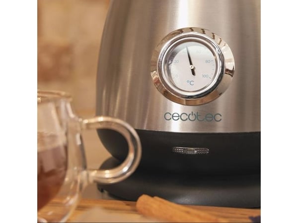 Cecotec Thermosense 620 Retro Steel, 1,7 l, 2200 W, Rustfritt stål, Rustfritt stål, Justerbar termostat, Trådløs