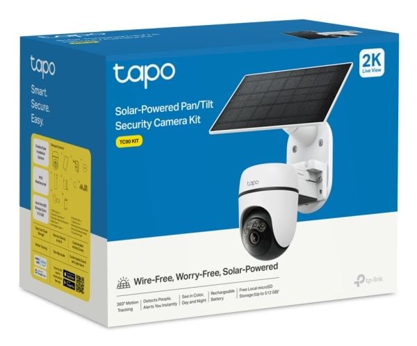TP-Link Tapo TC90 KIT, IP-sikkerhetskamera, Utendørs, Trådløs, CB, CE, FCC, DOE, CEC, RCM, KC, JFR,VCCI,NCC, BSMI, NTRA, IP65, Tak/vegg/stang, Hvit