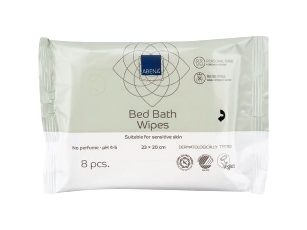Sengebadsserviet, ABENA, 20x23cm, uden farve og parfume, 8 stk., vask uden vand - (20 stk.)