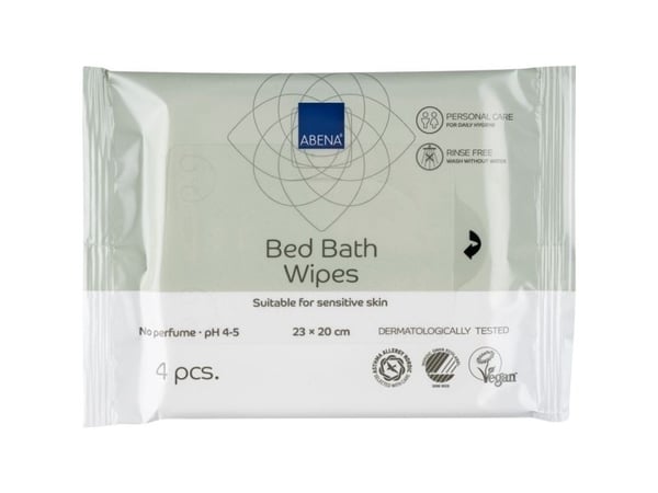 Sengebadsserviet, ABENA, 20x23cm, uden farve og parfume, 4 stk., vask uden vand - (36 stk.)