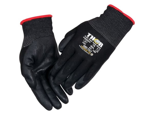Halvdyppet nitrilhandske, THOR Flex Vinter, 11, sort, nitril/nylon - (12 stk.)