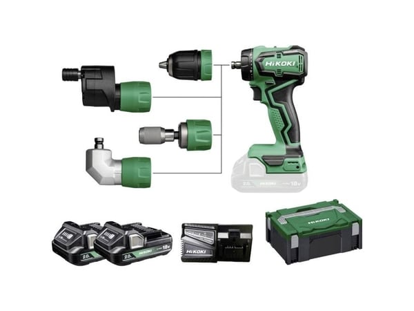 HiKOKI DS18DDQWRZ batteridrevet boremaskin/skrumaskin 18 V 2,0 Ah Li-ion inkl. 2 batterier, inkl. lader, inkl. koffert (DS18DDQWRZ)
