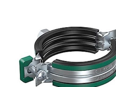 WALRAVEN rörbygel KSB2, tvåskruvs Ø108-115 mm, elförzinkad, med Quicklås, kombimontage M8/10, bullerdämpande EPDM-gummi