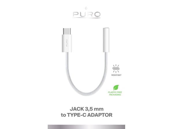 PURO PUAUSBCAUXWHI, 3.5mm, Hunkjønn, USB Type-C, Hankjønn, 0,15 m, Hvit