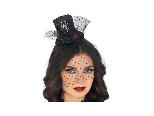 Mini hat med slør og edderkop