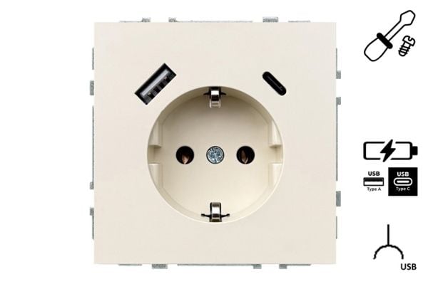 Liregus pistorasia+Usb A+C Iuk-3-01.M/Sm Moderni hiekka