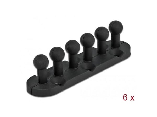 Delock - Kabelholder - skrivebordsmonterbar, overflatemonterbar, veggmonterbar - svart (en pakke 6)